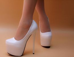 17 cm Ultra High Talons Pumps Sexy White Black Party Chaussures Nightclub Platform White Wedding Shoes High Heel pour femmes7562131
