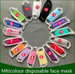 17 Couleurs Masques faciaux jetables entières 95 Efficacité de filtration Prévention de la poussière Prévention des masques de visage grippal adultes 6236807