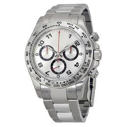 17 kleuren heren automatische zilveren kast witte horloge saffierglas serie M116519 roestvrijstalen massieve sluiting zwarte wijzerplaat men242c
