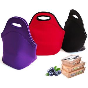 Bolso de mano de neopreno reutilizable de 17 colores Bolsas de almuerzo suaves aisladas con diseño de cremallera para la escuela de trabajo SN6737