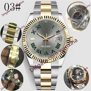 17 montres mécaniques automatiques pour hommes de haute qualité 41mm chiffres romains verts cadran entièrement en acier inoxydable montres-bracelets de bain super lumi201m