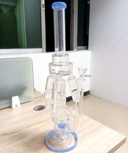 17 pouces Blue Beautiful Water Bong Hookah avec filtres en nid d'abeille Pipes pour fumer avec joint mâle de 14mm