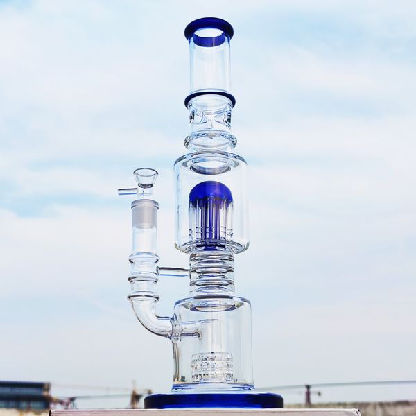 Bang en verre en tête de 17 pouces épais épais multicolores de bang de bong glace capteur gelée de poisson-narchilage en verre bang dab recycleur recycler bongs 14 mm warehouse américain