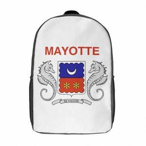 17 inch schouderrugzak Vlag van Mayotte lokaal Veilig Uniek Knus Picknickveldpakket W9Eu #