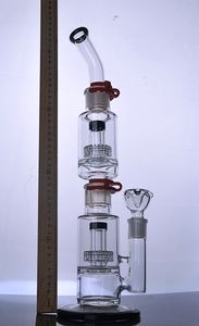 17 pouces narguilés bongs stéréo matrice percs amovibles conduite d'eau en verre plates-formes pétrolières base solide avec clips joint de 18 mm