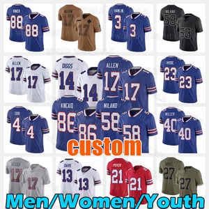 17 Josh Allen Maillot de football 86 Dalton Kincaid Stefon Diggs Von Miller Dawson Knox Matt Milano Micah Hyde Damar Hamlin Poyer Gabriel James Cook Gabe Davis 2 Tyler Bass