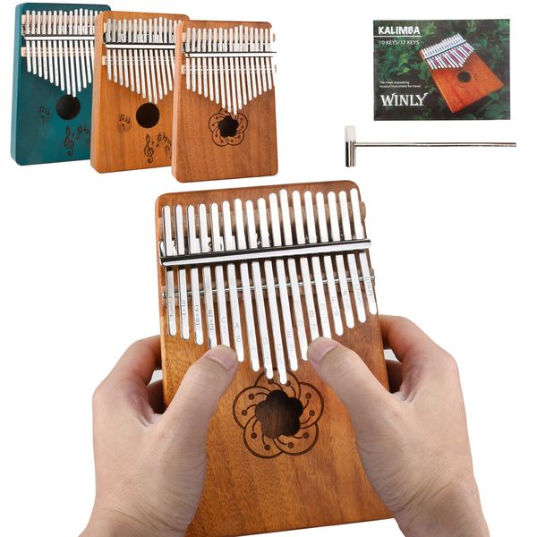 Piano à pouce en bois Kalimba à 17 touches, noyau de fleur de pêcher