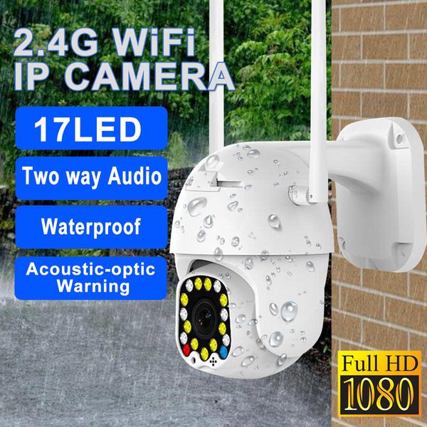 Caméra IP WIFI étanche à 17 LED Caméra IR CCTV 1080P HD 2MP - Réseau infrarouge à haut rendement, faible consommation d'énergie.