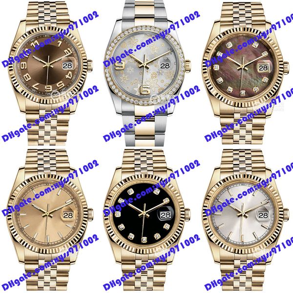 20 Model Asia 2813 montre automatique 116238 montre pour homme 36mm cadran fleur argent diamant montre pour femme montre blanche bracelet en acier inoxydable m116238 montres en or