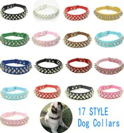 17 Colliers de chien de nouveau style Couleur Pu Le cuir rivet Pippy Collier Pet Pet Dog Coll Collare Collar
