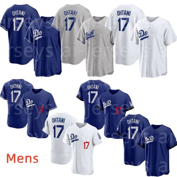 17 Ohtani Los Jersey de béisbol Royal Blue White Home City Connect Hombres S M L XL 2XL 3XL Cosido