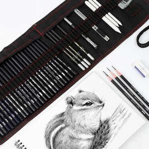 17 Pencil Sketch Potlood Set Painting Carbon Pen Tool Pen Gordijn Kunstbenodigdheden Volledige Set van Student Leren Suits SH190919