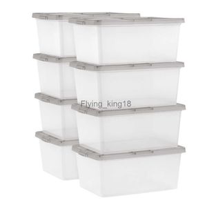 17 liter Snap Top doorzichtige plastic opbergdoos grijze set van 8 sterk en duurzaam 16,44 x 11,75 x 7,00 inch HKD230812