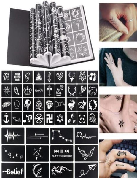 17 feuilles 264 Cartes Modèles de tatouage au henné imperméables Air Élèvement des paillettes Tatouages Tatouages Art de carrosserie Decal DIY PEINTURE 58125811