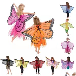 17 styles papillon cosplay costumes super-héros fête cape ailes en mousseline de soie masque bandeau elfe Halloween cadeaux de noël pour enfants fille Dr