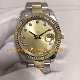 17 stijl automatische herenhorloges in doos heren 41 mm champagne diamanten wijzerplaat staal 18k geel goud datum tweekleurige armband heren sporthorloge polshorloges