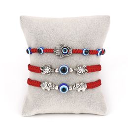 17 Styles Blue Evil Eye Braw -armbanden voor mannen vrouwen touwketens schildpad olifant roodblauw snaar armband sieraden cadeau