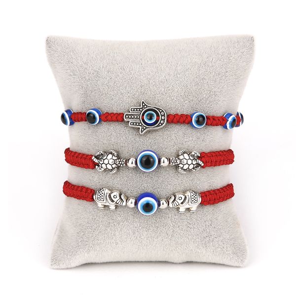 17 Styles bleu mauvais œil bracelets porte-bonheur pour hommes femmes corde chaînes tortue éléphant rouge bleu chaîne Bracelet bijoux cadeau