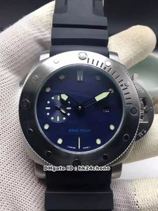 17 stijlen Hoge kwaliteit 47mm Datum Roestvrijstalen Seagull Automatic Mens Horloge Blauw Dial Rubberen Strap Heren Horloges PA8A