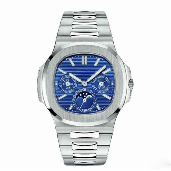 17 styles PP montre de luxe boîtier en argent cadran bleu Na-utilus 40mm hommes AAA montres mécaniques automatiques 5711 horloge en acier inoxydable Cal1890