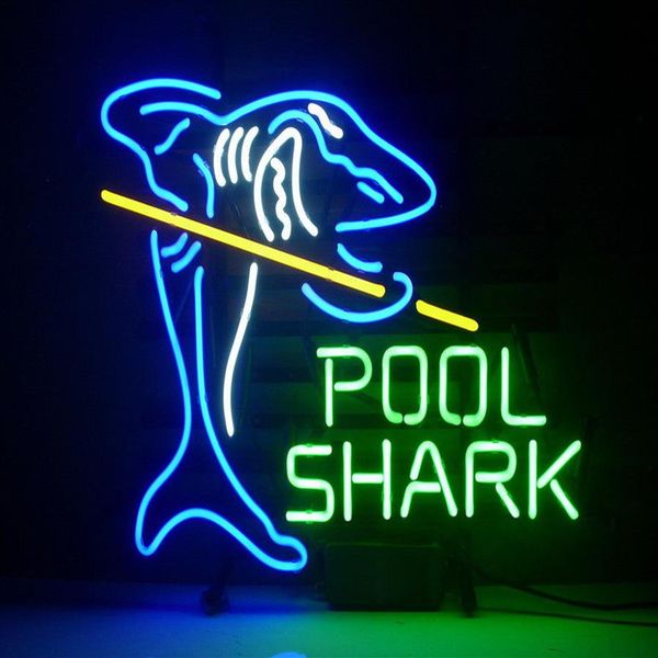 17 x14 POOL SHARK Neon Sign Light Beer Bar Pub Party Oeuvre visuelle Gift270J