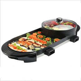 1700W 2 in 1 elektrische hete pot oven rookloze barbecue pan shabu pot home barbecue grill indoor gebraden vlees fornuis