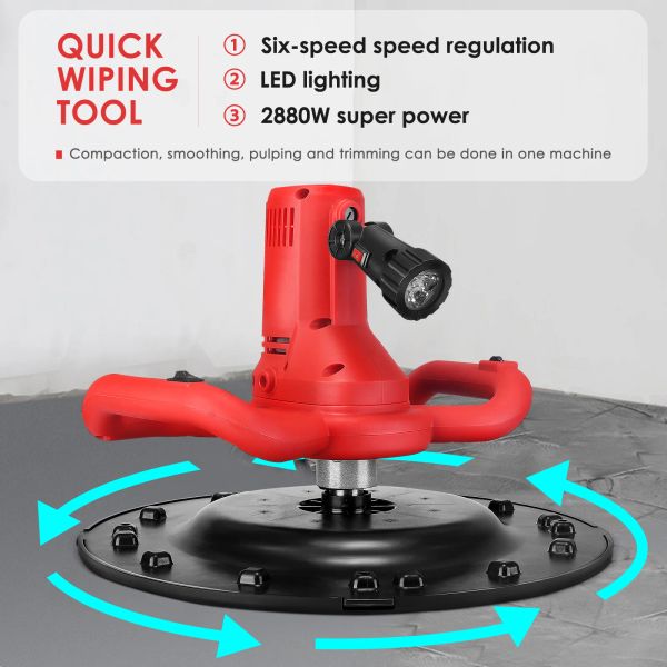 1700W Mortier de ciment en béton électrique Machine de lissage en plâtre de lissage en plâtre avec barre de mélange de boue 6 Réglage de la vitesse de vitesse