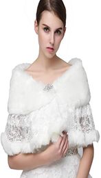 17011 Hiver Automne Pas Cher De Mariage De Mariée Wraps Boléro En Fausse Fourrure Pour La Soirée De Mariage De Bal Veste Manteau D'hiver Blanc De Fourrure Châle W7250833