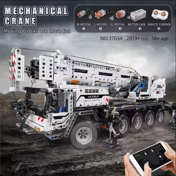 17034 Ingeniería técnica Bloques de construcción de juguetes Crane móvil eléctrica MK II Modelo de camión MOC BLOQUETOS DE CONSTRUCCIÓN