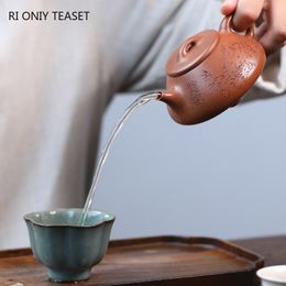 170ml High-end Chinese Yixing Purple Clay Teapot Beauty Kettle Famous Handmade Stone Scoop Tea Pot Raw Ore Zisha Tea Set Teaware