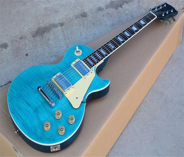 La guitarra eléctrica del cuerpo azul de la edición del 170 aniversario con el dedo del diapasón de rosal de chapa de arce se puede personalizar 9432448