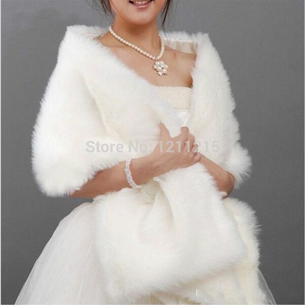 170x35 cm blanc fausse fourrure haussement d'épaules Cape étole Wrap mariage mariée femmes châle enveloppes vestes grande taille s182L