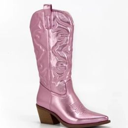 172 abréviation de femmes Cowboy Cowboy Fashion Talons Cowgirl brodés Mid Calf Boots Western 240407 913