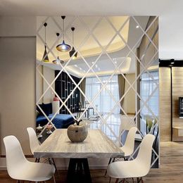 173258PCS 3D Mirror Wall Sticker Diy Diams Triangles Acryl Stickers Woonkamer Home Decoratie ADESIVO DE PAREDE 240410