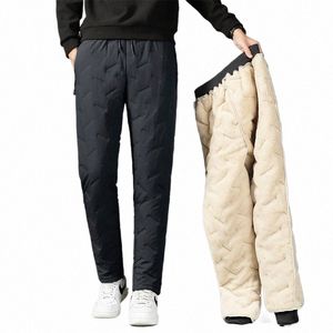 1733 Fleece Dikker Broek Voor Mannen Winter Retro Warm Veelzijdig Recht Zwaar Gewicht Effen Kleur Elastische Taille Casual Broek k0zB #