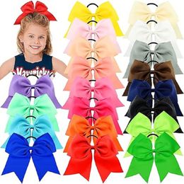 20pcs / packs Jumbo Cheerleading Bow 8 pouces Cheer Cheveux Bows Grands Cheerleading Hair Bows With Ponytail Solder pour Teen Girls Softball Cheerleader