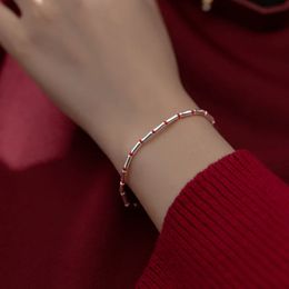 175 cm bambou coeur 925 argent femmes bracelet fil rouge ligne chaîne corde bracelets pour étudiant OT serrure perle cercle bâton 240315