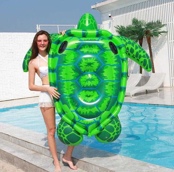 Colchón de tortuga inflable gigante de 175cm, flotadores de tortugas marinas flotantes, silla de asiento de agua flotante, juguete de balsa de piscina para adultos y niños