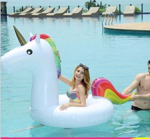 175cm licorne flotteurs anneau de bain gonflable Ride-On jouets de piscine pour enfants adultes matelas de bain gonflable licorne anneau de natation radeau d'eau