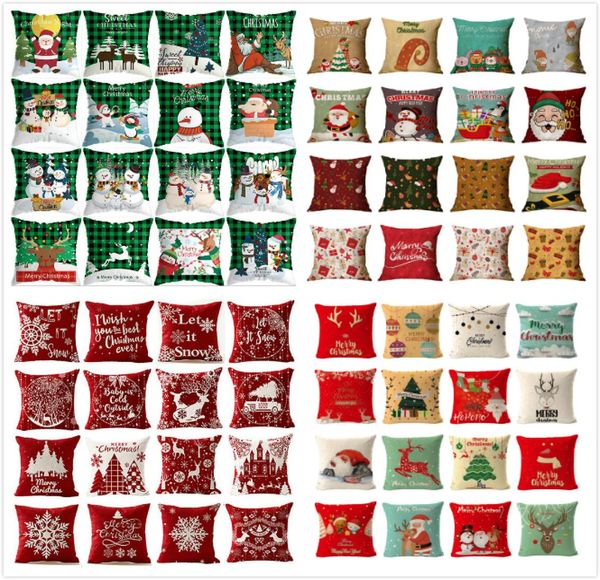 176 diseños Funda de almohada navideña Fiesta Papá Noel Árbol de Navidad Muñeco de nieve Funda de almohada colorida Sofá para el hogar Decoración del coche Cojín 3586800