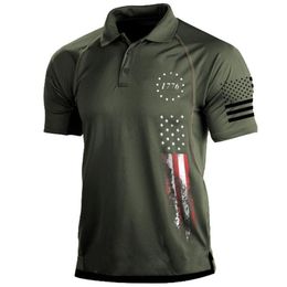 1776 Onafhankelijkheidsdag Militair Polo Shirt Men T-shirt Amerikaanse vlag korte mouw Kledingtops voor herentoppen Outdoor Men Golf Polo Shirt