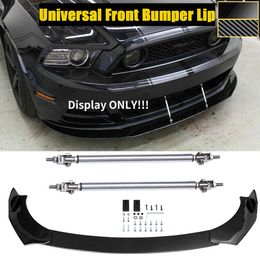 177 cm Universal Front Bumper Lip voor Ford Mustang GT Focus met Support Rod Side Spoiler Splitter Body Kit Guards Auto -accessoires
