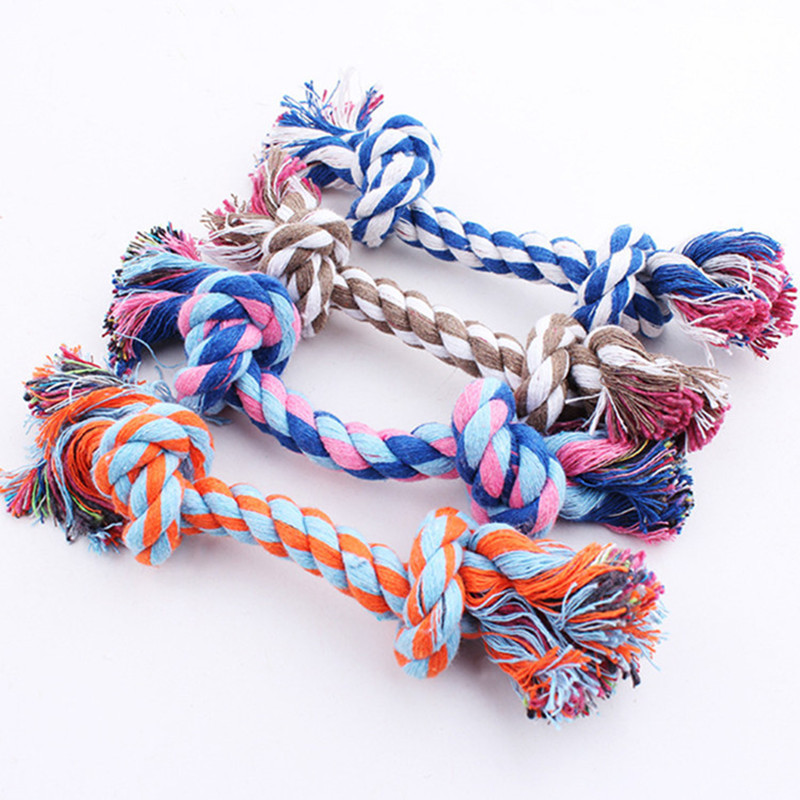 PetzFun Cotton Rope Bones: Durable Chew Toys for Dogs - Wholesale Inventory, 17CM Length, Braided Knots, Fun and Safe for Pets.
