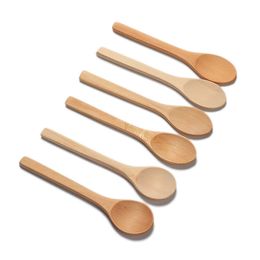 Cucharas de madera de boca ovalada redonda respetuosa con el medio ambiente de 17cm de largo, cucharas de madera para café, té, sopa, azúcar, miel, postre, aperitivo, condimento, bistró, cuchara de madera