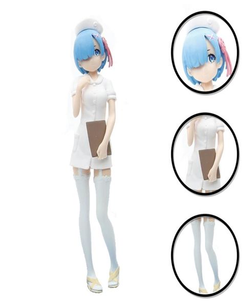 Figura Rem de 17CM, hermosa chica bidimensional, vestido de enfermera, Anime RE ZeroStarting Life in Another World, decoración de escritorio 2207027916258