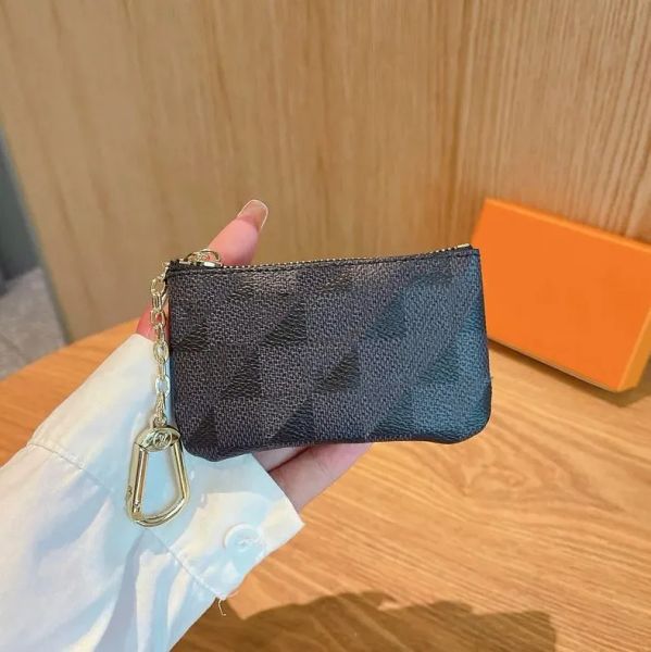 17color Diseñador Carteras Bolsa Llavero Anillo LLAVE BOLSA Monedero Damier Cuero Titular de la tarjeta de crédito Mujeres Hombres Pequeños Monederos con cremallera Monedero Regalo