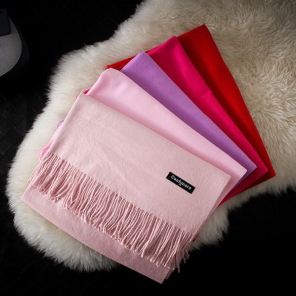 Bufandas clásicas de 17 colores para mujer, bufandas y chales lisos para mujer y niña, Pashmina de invierno, bufandas de Cachemira, accesorios Foulard