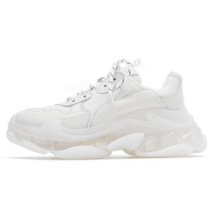 17FW Paires Clear Sole Triple S Casual Chaussures Baskets Hommes Femmes Mode Cristal Bas Designer Baskets Vieux Papa Chaussure Blanc Noir Vert Rose Jaune Arc-En-TA01