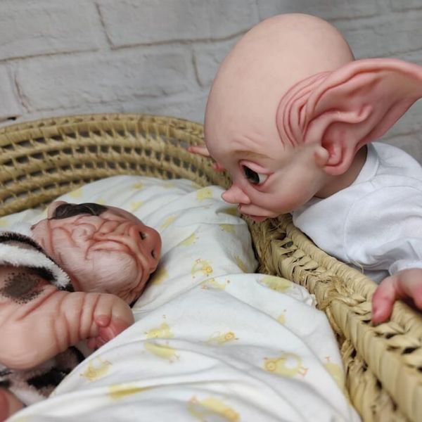 17 pulgadas Reborn Baby Doll Fariy Elfas hechas a mano Vignas recién nacidas Baby Babe Bebe Reborn 3d Collectable Art Dolly Many Detalle Venas