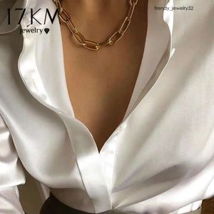 17KM – collier ras du cou à grande chaîne pour femmes et hommes, Vintage, géométrique, en or, épais, à la mode, bijoux féminins, cadeau de mariage
